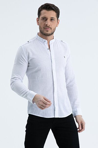 Klothy Ανδρικό λινό πουκάμισο με γιακά δικαστή 2514