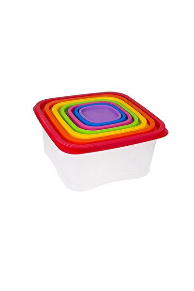 sterk Set 8 Food Storage Containers with Rainbow Lids, 150ML+250ML+450ML+950ML+1500ML+3000ML+4500ML+7500ML