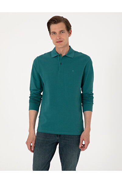 Pierre Cardin Emerald Slim Fit Anti-Curling Polo Collar Basic Pique Sweatshirt 50314048-Vr055