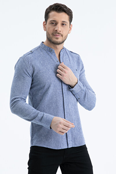 Klothy Чоловіча сорочка з коміром-стійкою з льону 2514