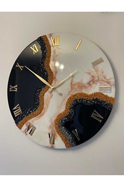 SART Creative Elegant Unique Decorative Wall Clock - Diameter 60 Cm, Natural Crystals, MDF, Epoxy