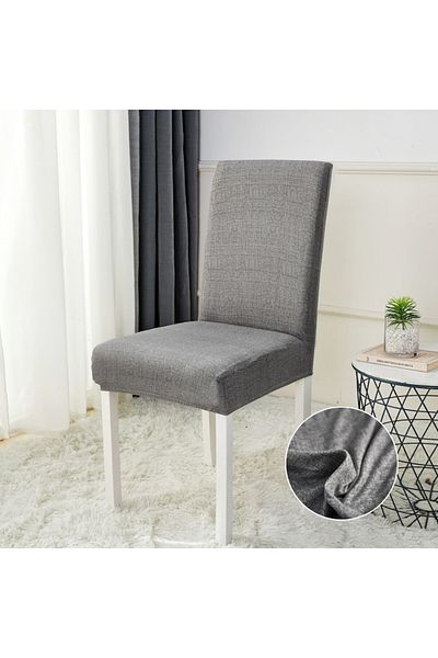 JOJO HOME Set 6 huse de scaun, Jojo Home, material elastic, gri