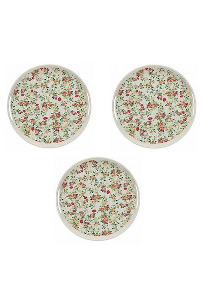 OEM Set 3 Tavi rotunde 30cm, din fibre de bambus, Model flori