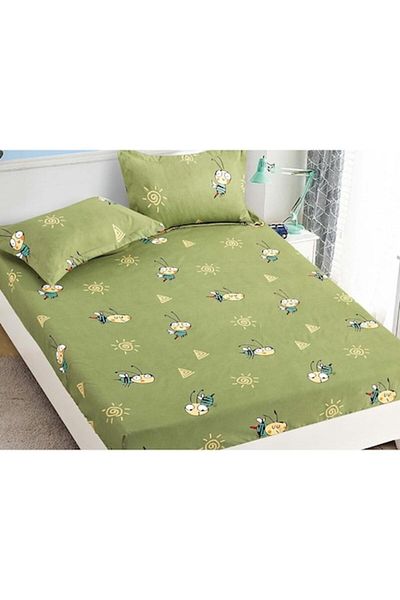 Dormy Set of bed sheet with elastic and 2 pillowcases, Dormy, Little Bee, 90x200cm, Finet