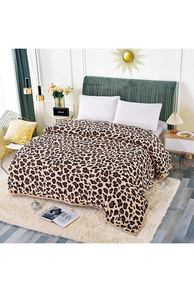 trendyhome Cocolino Fluffy Blanket, Animal Print, Brown, 200x230, J14576