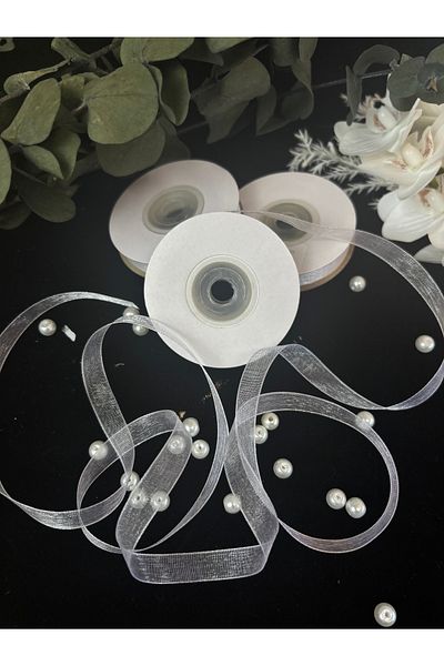 Rima Tasarım White Organza Ribbon 1 cm X 20 m – Gift, Dowry, Bundle, Invitation and Special Day Decoration