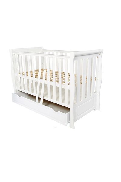 Nichiduta Megan II White wooden and MDF crib with drawer, 2 removable bars system, protective barrier