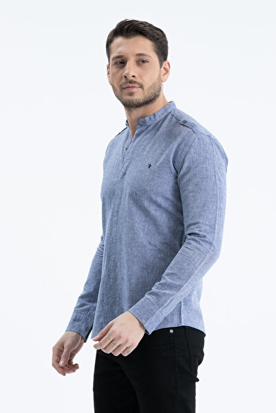 Klothy Чоловіча сорочка з коміром-стійкою з льону 2514