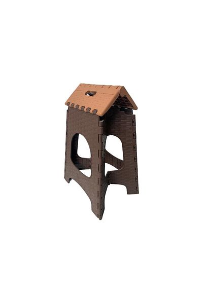 OEM Scaun pliabil pentru bucătărie, baie, camping și pescuit, maro/bej închis, înălțime 28 cm