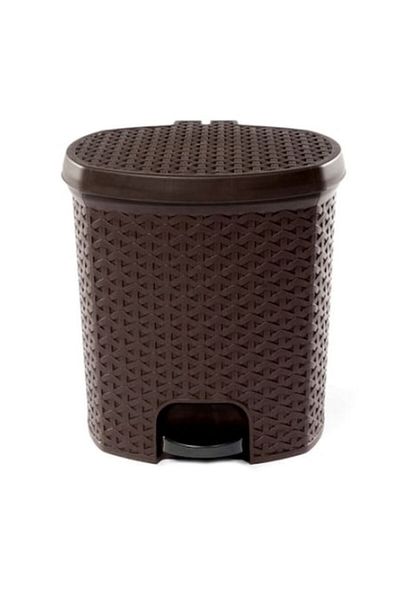 sterk Trash bin with pedal, plastic, rattan, brown, 18L