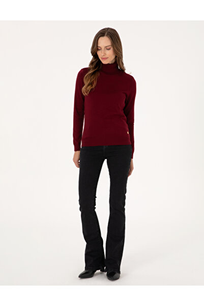 Pierre Cardin Vişne Slim Fit Balıkçı Yaka Basic Kazak 50315747-VR223