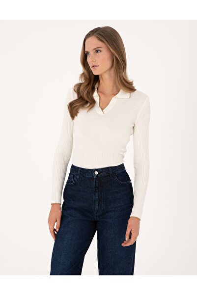 Pierre Cardin Ecru Slim Fit Polo Neck Sweater 50310954-Vr019