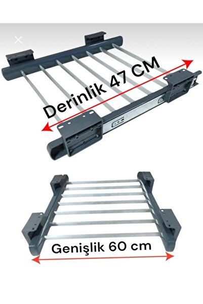 CEBECİ YAPI MARKET Teleskopik Raylı Pantolon Askısı, 60x47 Cm, Üst Raf Montajlı, Antrasit Metal