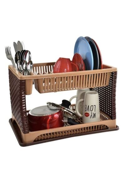 Homie Two-tier dish rack with drain, plastic tray 44x30x27 cm