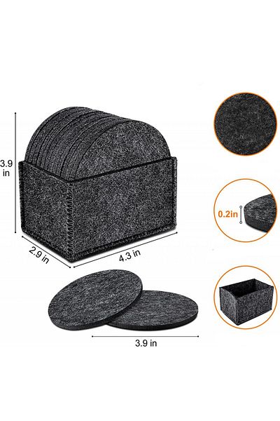 Hoomil Set of 12 Hoomil cup holders with storage stand, D 10 cm, felt, gray