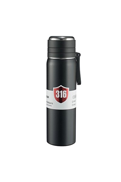 Evistro Stainless Steel Thermos Water Bottle 500ml Vacuum Lid Black Imported ...