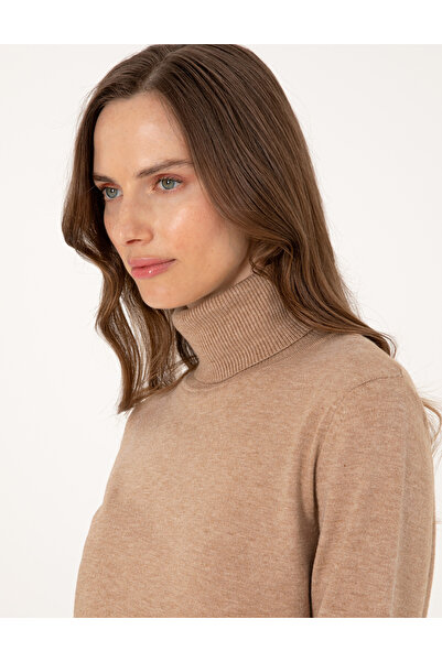 Pierre Cardin Beige Slim Fit Turtleneck Basic Sweater 50310886-Vr011