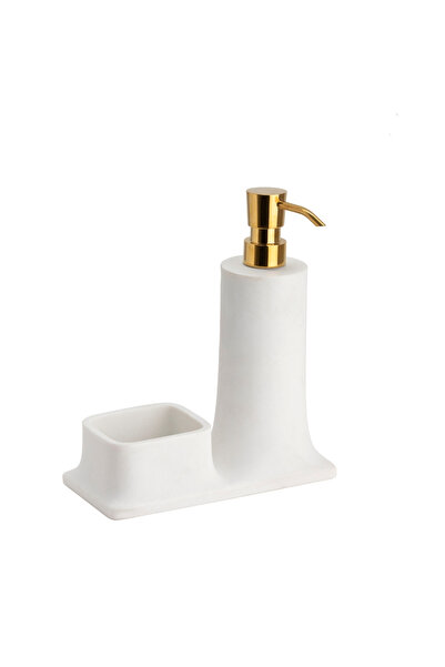 System Bathroom Accesories Tezgah Üstü Deterjanlık Ve Süngerlik Beyaz/Gold 21...