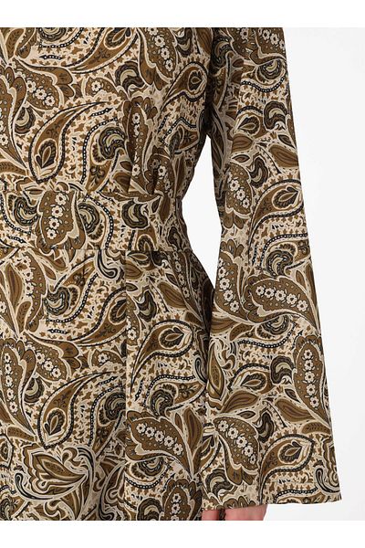 Refka Soft Textured Shawl Patterned Hijab Dress with Lacing Detail -