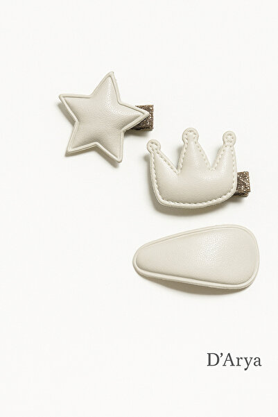 Darya Dd438 Leather Nude White Cream Star-Crown-Buckle Set (3 Pieces)