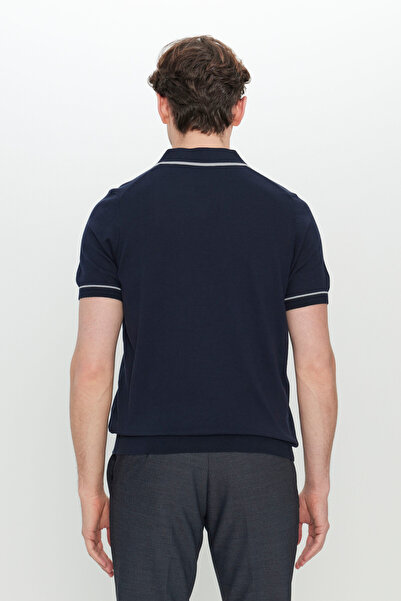 ALTINYILDIZ CLASSICS 100% бавовна, стандартний крій, нормальний виріз, поло-комір, трикотаж, темно-синя футболка