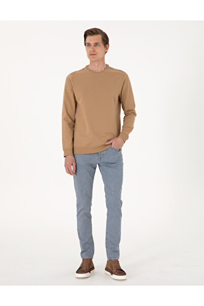 Pierre Cardin Açık Kahverengi 2 İplik Regular Fit Bisiklet Yaka Basic Sweatshirt 50314054-VR002