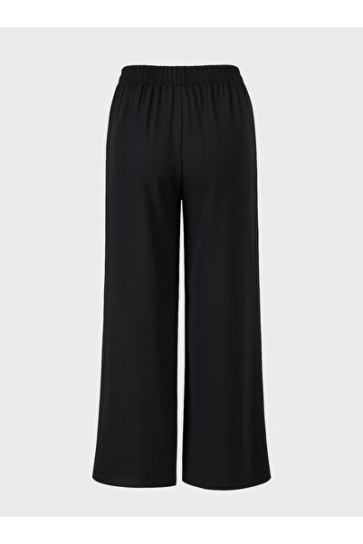 ALİA Viscose Fabric Comfortable Fit Plus Size Trousers - Navy Blue - Alia