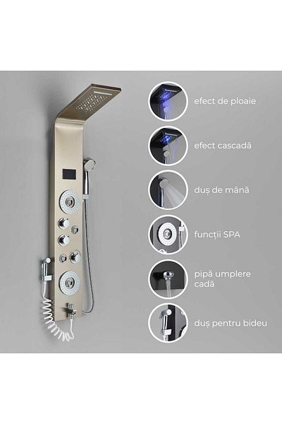 CasaVie LED Shower Panel, with rain effect and massage jets, code 1439