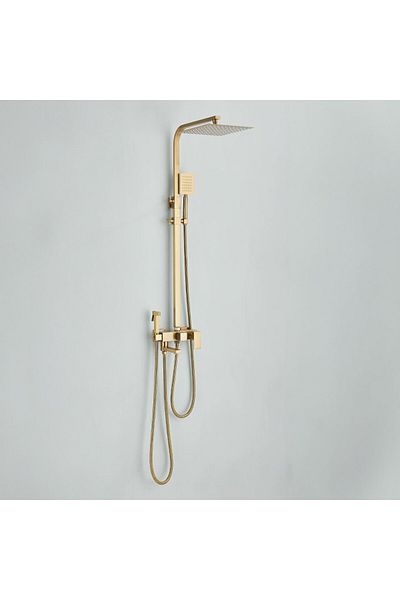 CasaVie Shower column, matte gold, with rain effect, shower head 25 cm, 4 flow functions, code 1193