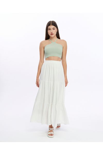 BNZ TEKSTİL White Women's Skirt with Viscose Fabric Lining