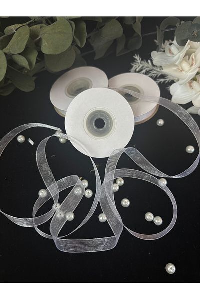 Rima Tasarım White Organza Ribbon 1 cm X 20 m – Gift, Dowry, Bundle, Invitation and Special Day Decoration