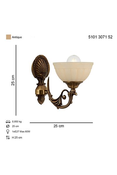 HubRom Aplica Clasica Mass HubRom, 1xE27-60W Antiq, 5101-3071-52