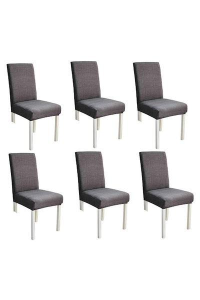 OEM Set 6 huse universale pentru scaune, poliester-spandex, imprimeu elegant, MS STAR, gri închis
