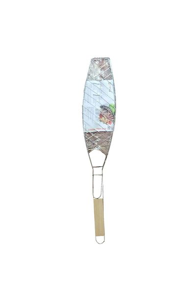 OEM Spatulă pentru grătar de pește, oțel inoxidabil cu mâner din lemn, 57x10 cm, Eotia