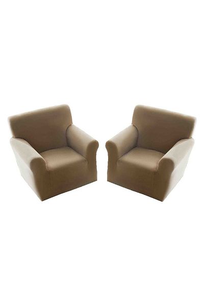 OEM Set 2 Huse pentru fotoliu 90-130 cm, din catifea, MS STAR@, Maro deschis