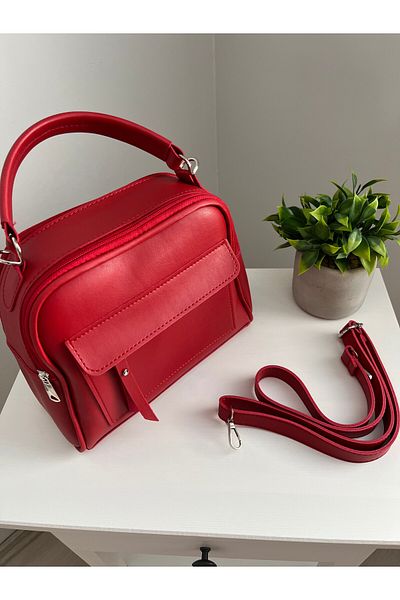ESNEVA Women's Red Color Zippered Stylish Design Adjustable Strap Multi-Pocket Hand, Arm and Shoulder Bag
