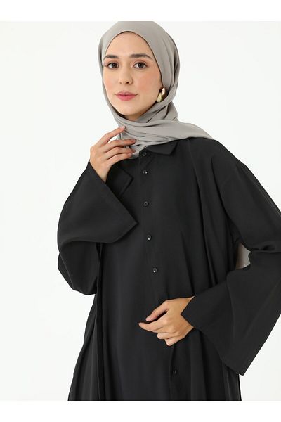 Refka Modal Dress Tunic Double Set - Black -