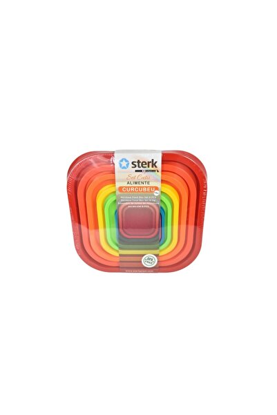sterk Set 8 Food Storage Containers with Rainbow Lids, 150ML+250ML+450ML+950ML+1500ML+3000ML+4500ML+7500ML