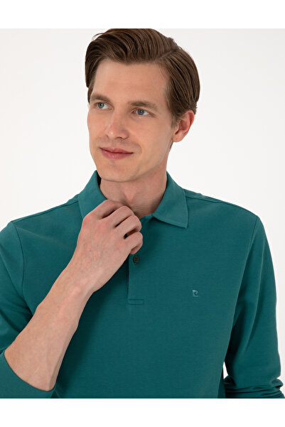 Pierre Cardin Emerald Slim Fit Anti-Curling Polo Collar Basic Pique Sweatshirt 50314048-Vr055