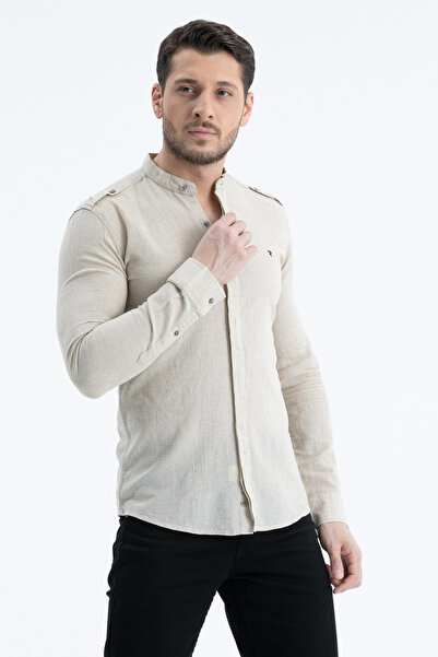 Klothy Ανδρικό λινό πουκάμισο με γιακά δικαστή 2514