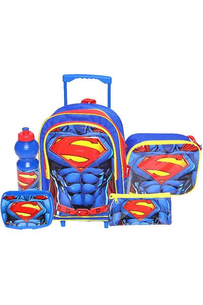 Warner Bros. Superman 5-in-1 Value Set Trolley Bag with Accessory – 16 Inch School Set