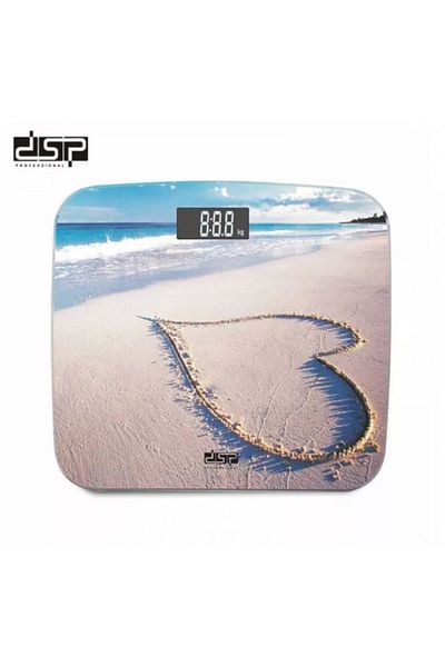 DSP digital body scale, capacity 180 kg, LCDdisplay, tempered glass, size 33.7x30x2cm, touch sensor