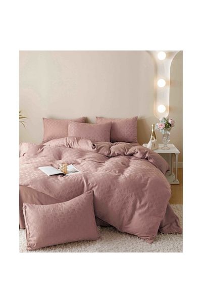 JOJO HOME Bedding Set, Jojo Home, JQF1, premium fine jacquard cotton, plain, 2 people, 6 pieces, pink p