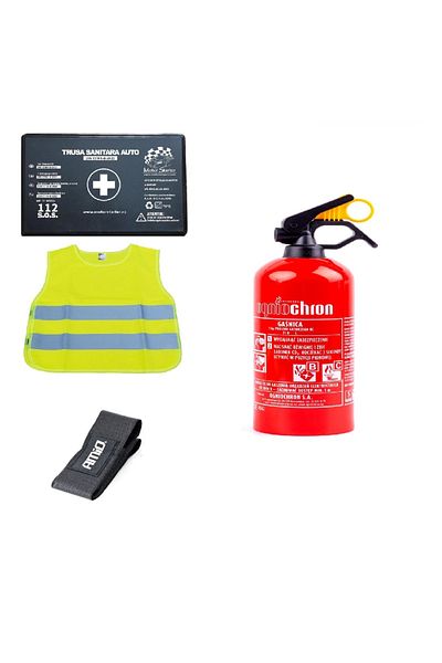 motor starter Kit siguranta auto omologat R.A.R. - Stingator P1 cu Suport Velcro, Trusa Medicala, Vesta Reflectori