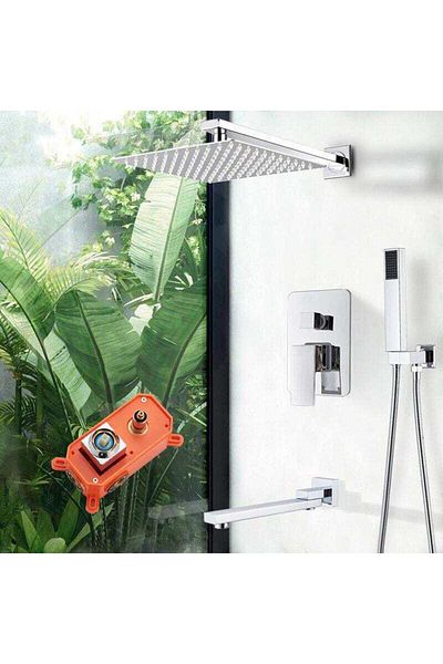 CasaVie Set de dus cu para patrata 40 cm, 3 functii de curgere a apei, cod 1159