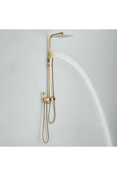 CasaVie Shower column, matte gold, with rain effect, shower head 25 cm, 4 flow functions, code 1193