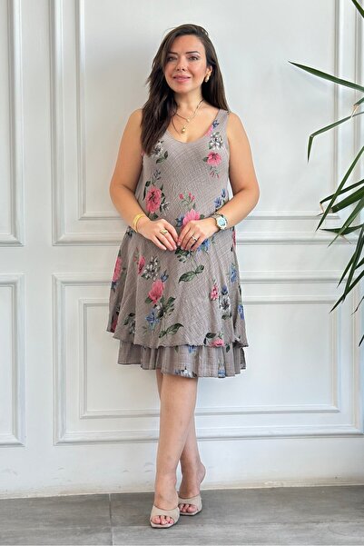 Yağmur Butik Εισαγόμενο φόρεμα με μοτίβο πεταλούδας και μηδενικά μανίκια