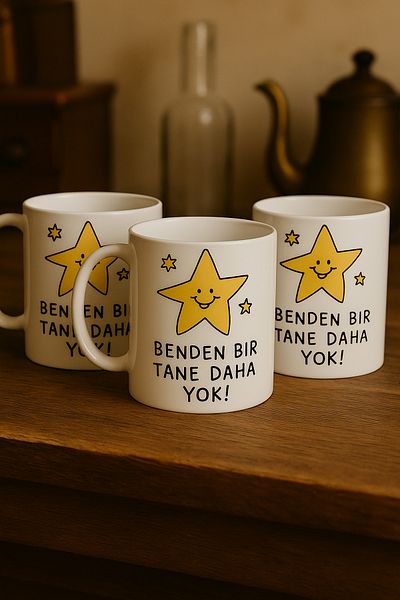 çokaş Pack of 3 Motivational Text Printed Porcelain Mug