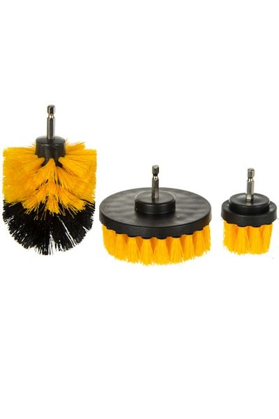 Silver Set 3 Perii de curatare, Silver, cap de 2"/3,5",4", Negru/galben