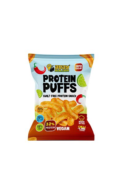 Body Builder Protein Puffs, Chili Lime, 50 Gm, High Protein, (Box of 12 PCS)